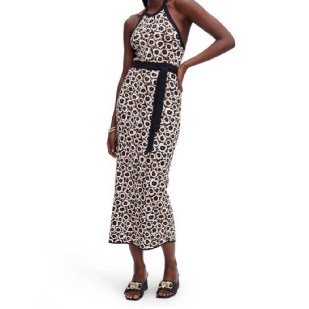 NWT Women's Halter Tie Neck Neutral Poppy
Sweaterknit Midi Dress - DVF forTarget